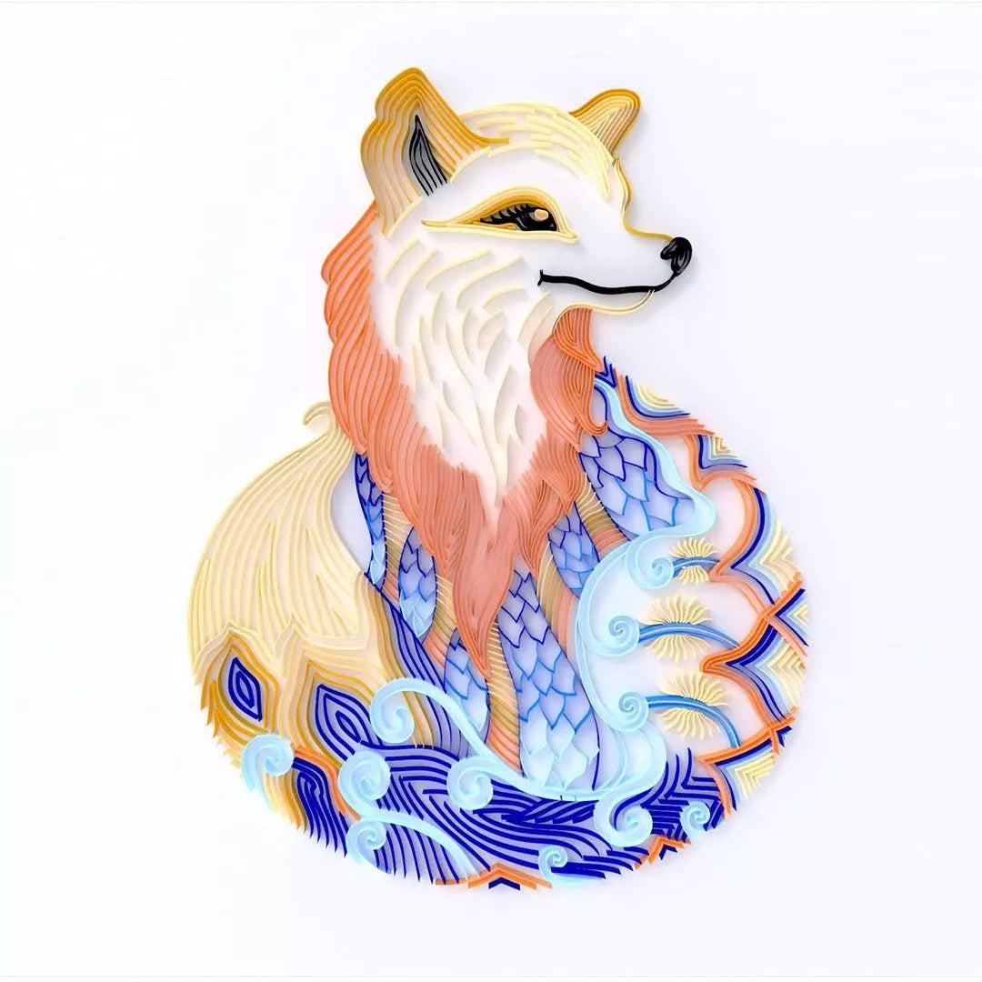 Handmade quilted paper painting set with animal themes and crafting tools