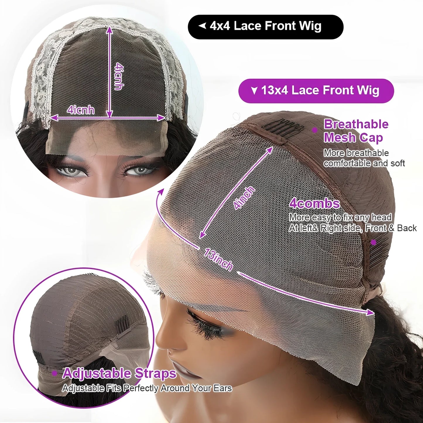 13x4 transparent lace front human hair wig with Brazilian straight texture showing natural hairline