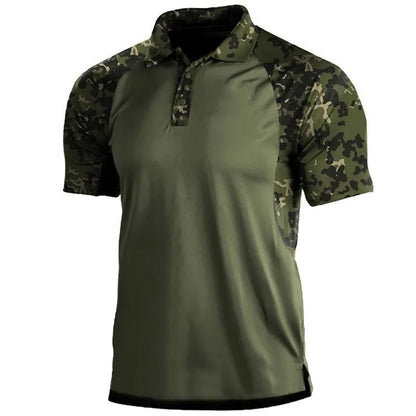 Men's striped short-sleeved polo shirt with lapel collar and zip front in polyester fibre, summer top in sizes S to XXXL