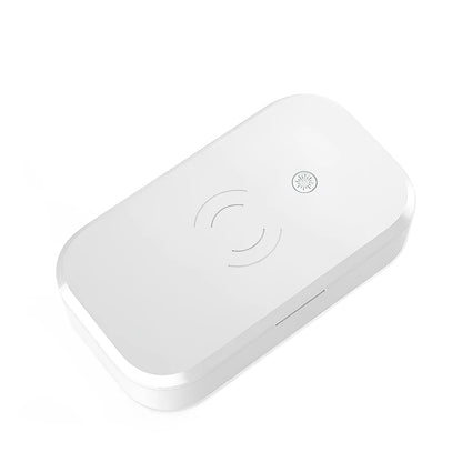 Ultraviolet disinfection box in white colour, sanitising nail art tools and mobile phone with wireless charging, 380g weight