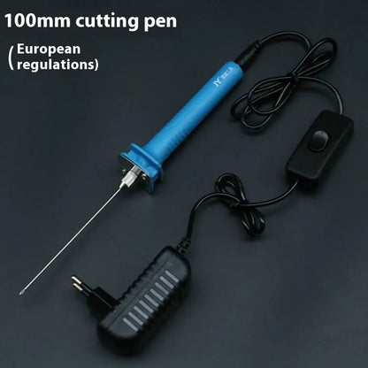 Blue plastic-handled electric heating cutter pen for cutting foam and pearl cotton.