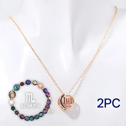 Natural stone beaded necklace and matching bracelet set with colourful gemstone beads.