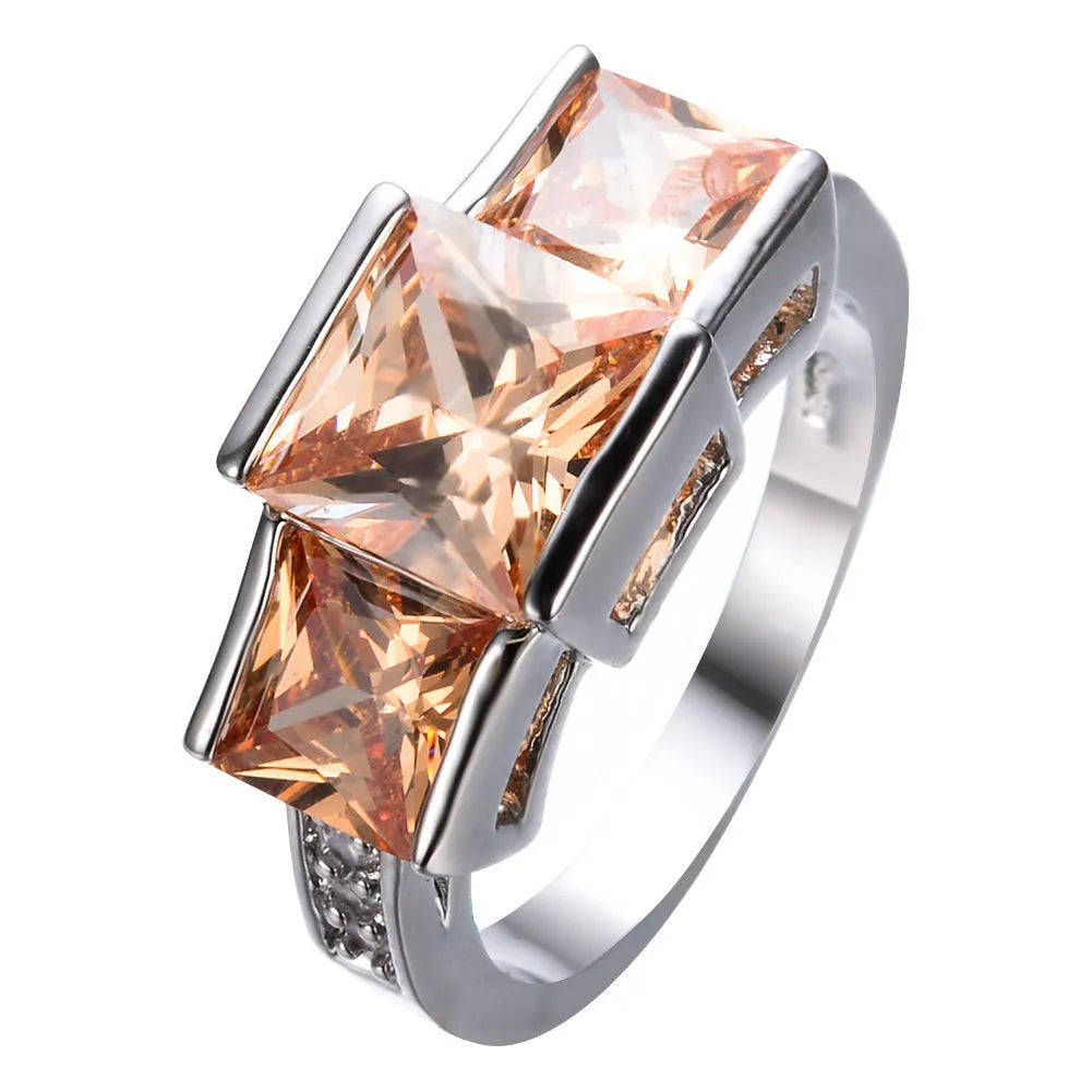 Copper ring with geometric design and electroplated finish in multiple colour options