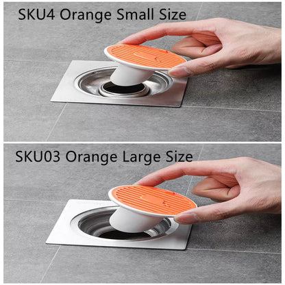Whale Magnetic Suction Floor Drain Cover in white, orange, or green, blocking sewer odors with a tight seal