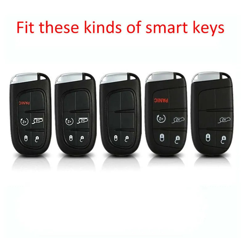 Carbon fibre texture silicone key case for Dodge Chrysler Fiat vehicles showing 2mm thickness