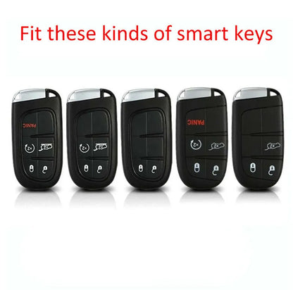 Carbon fibre texture silicone key case for Dodge Chrysler Fiat vehicles showing 2mm thickness