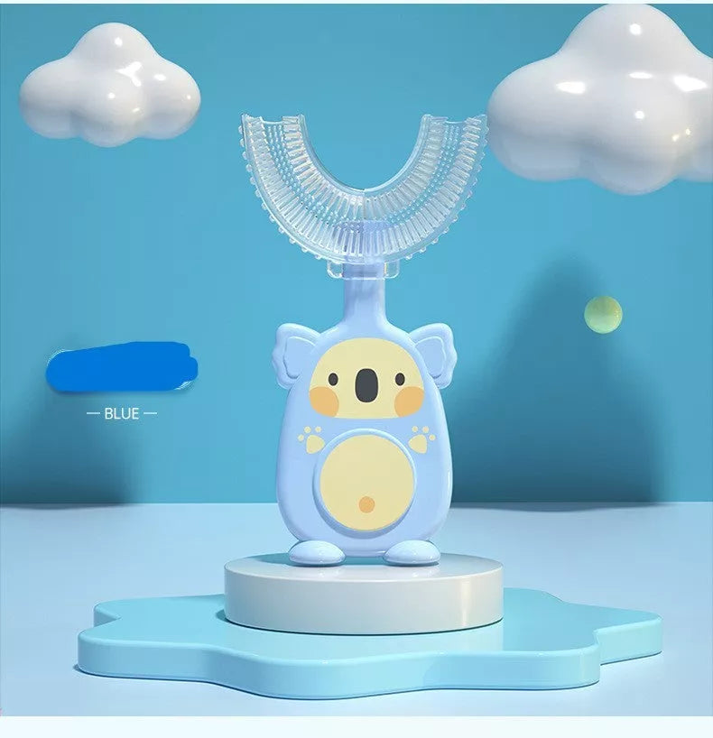 Zhuanzhuanxiong Children's U-shaped Silicone Toothbrush in vibrant koala designs