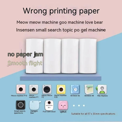 57mm x 30m thermal paper roll for student printers in pink and yellow blue option