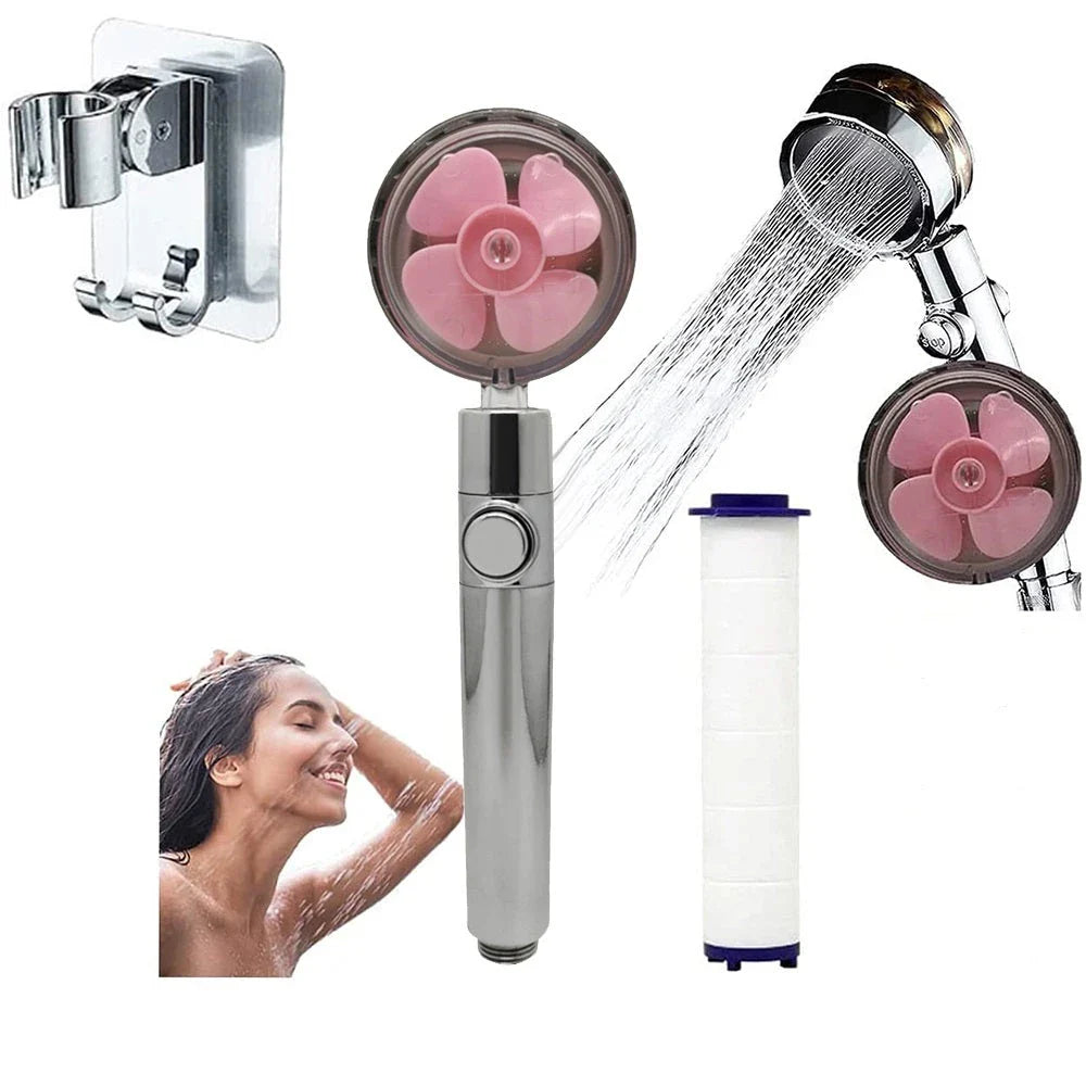 High-Pressure Handheld Shower Head with Turbo Propeller and Cotton Filter for Luxurious Spa-Like Shower Experience
