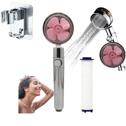 High-Pressure Handheld Shower Head with Turbo Propeller and Cotton Filter for Luxurious Spa-Like Shower Experience