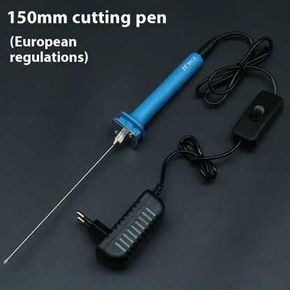 Blue plastic-handled electric heating cutter pen for cutting foam and pearl cotton.