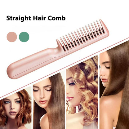 Wireless hair straightening comb with integrated styling features for salon-quality results at home