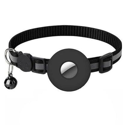 Airtag pet collar with reflective strip and bell for cats and dogs