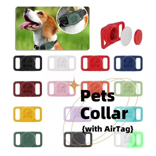 Silicone protective sleeve for Airtags in various colors, perfect for pet collars