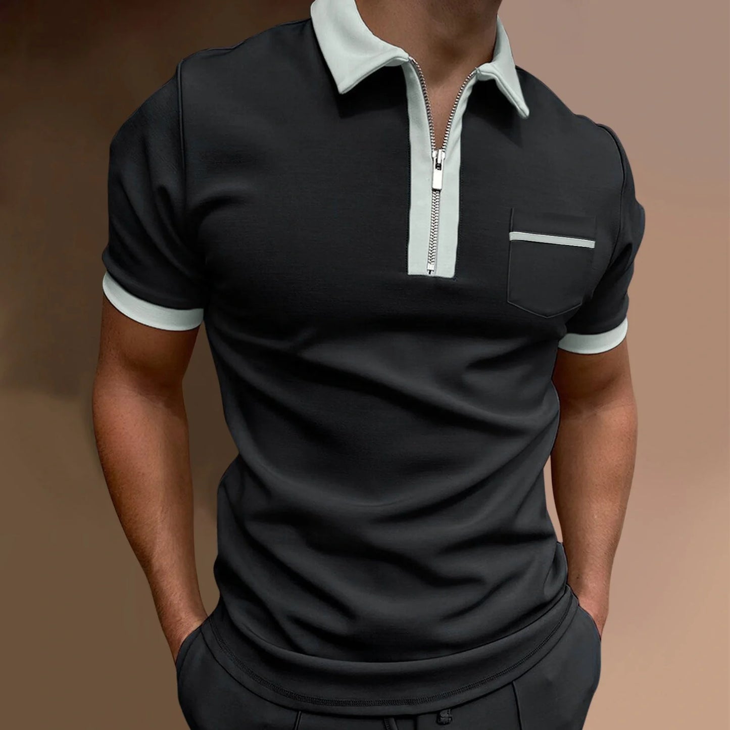 Men's slim fit lapel pocket T-shirt in various colors