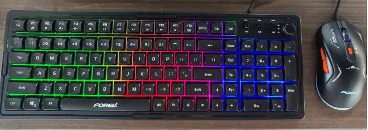 K98 mechanical keyboard and matching wireless mouse in a selected colour from the range on a desk.
