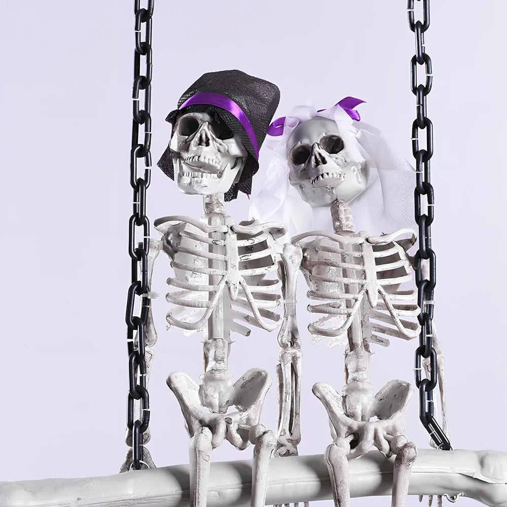 Halloween bride and groom foam door hanging pendant with cloth decoration measuring 30cm