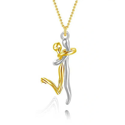 Couple's Pendant Necklace with Humanoid Design Symbolizing Love and Affection