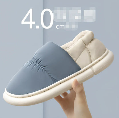 Cotton slippers with flannel uppers, artificial wool lining, and 3.5cm flat EVA soles