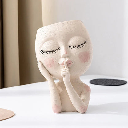 Resin forest decoration vase in coffee and white for home and garden decor