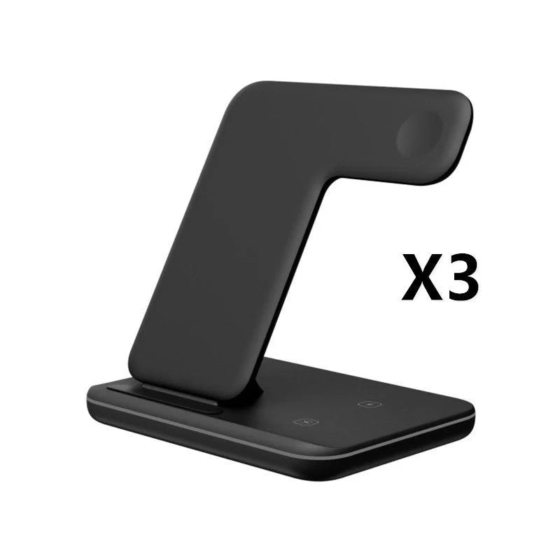 3-in-1 wireless charger for phone, watch, and headset in black and white