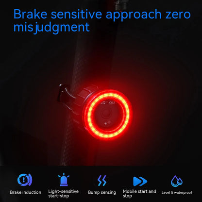 Black intelligent induction brake taillight for bicycles with seat tube bracket