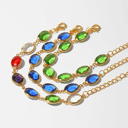Geometric women's bracelet with glass inlay on 18K copper in blue, green or multicolour options