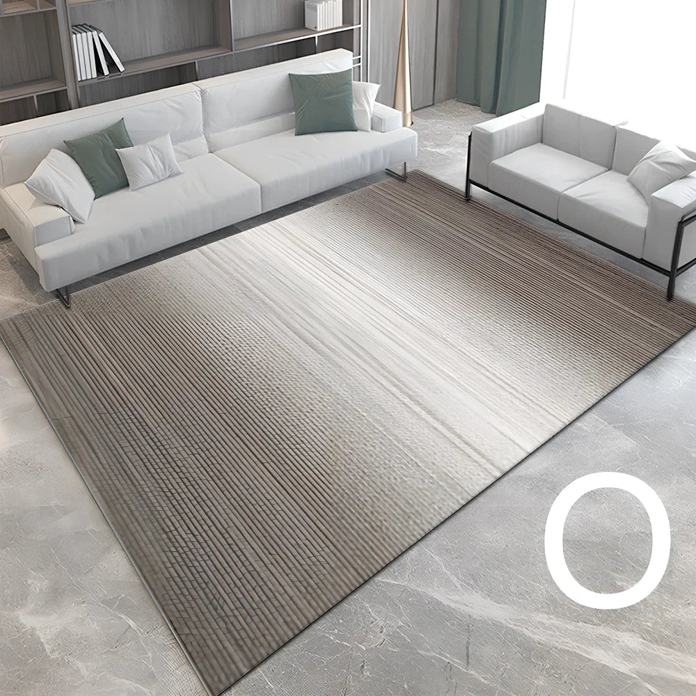 3D printed polyester carpet in bedroom setting showing visual depth design and flat surface texture