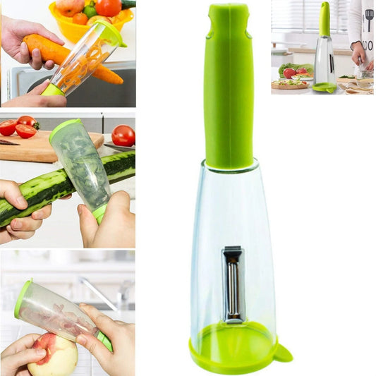 Multifunctional peeler with stainless steel blade and green storage box