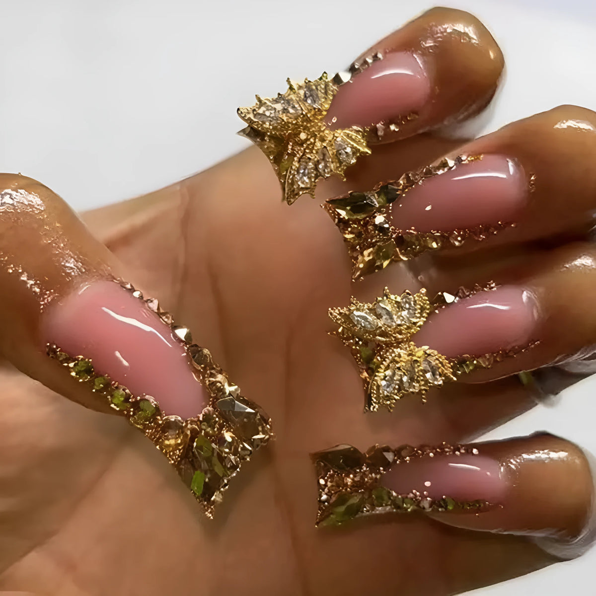 Golden Diamond In The Debris Butterfly patterned nail stickers and jelly glue tube.