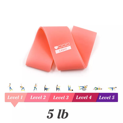 Yoga resistance rubber bands in five colors for variable fitness training