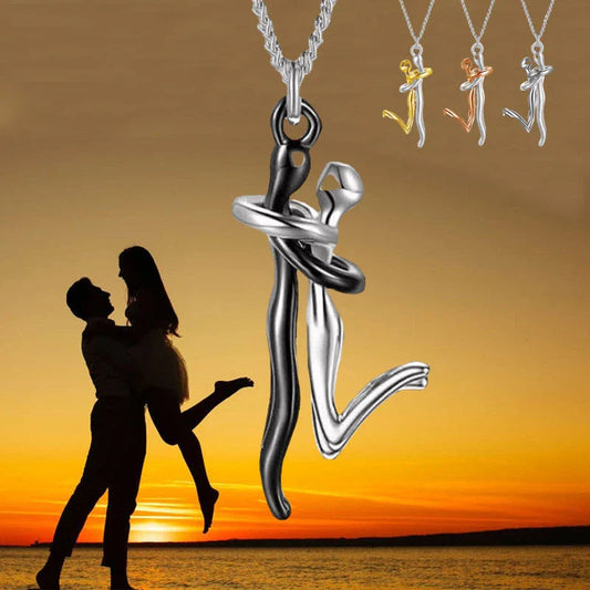 Elegant 18K gold or rose gold plated couples love necklace with intricate doll-inspired design and delicate chain