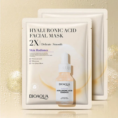 Collagen and hyaluronic acid facial sheet mask set with four variant packages showing 30g gel masks