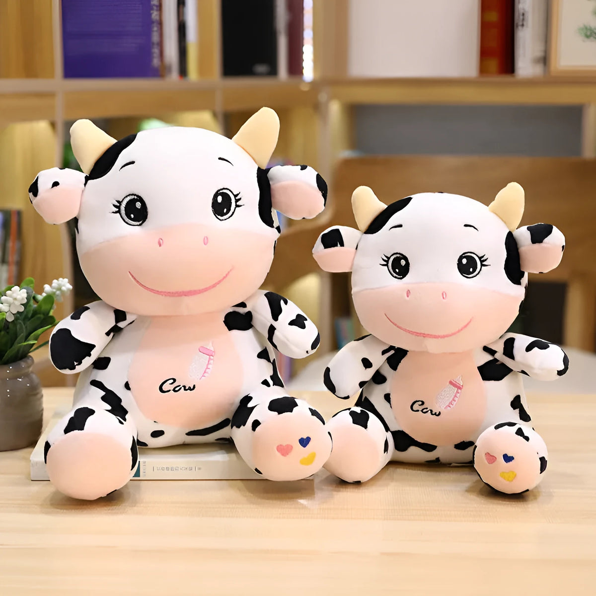 MengMeng Cow plush toy in super soft short plush with PP cotton filling, 22cm or 26cm