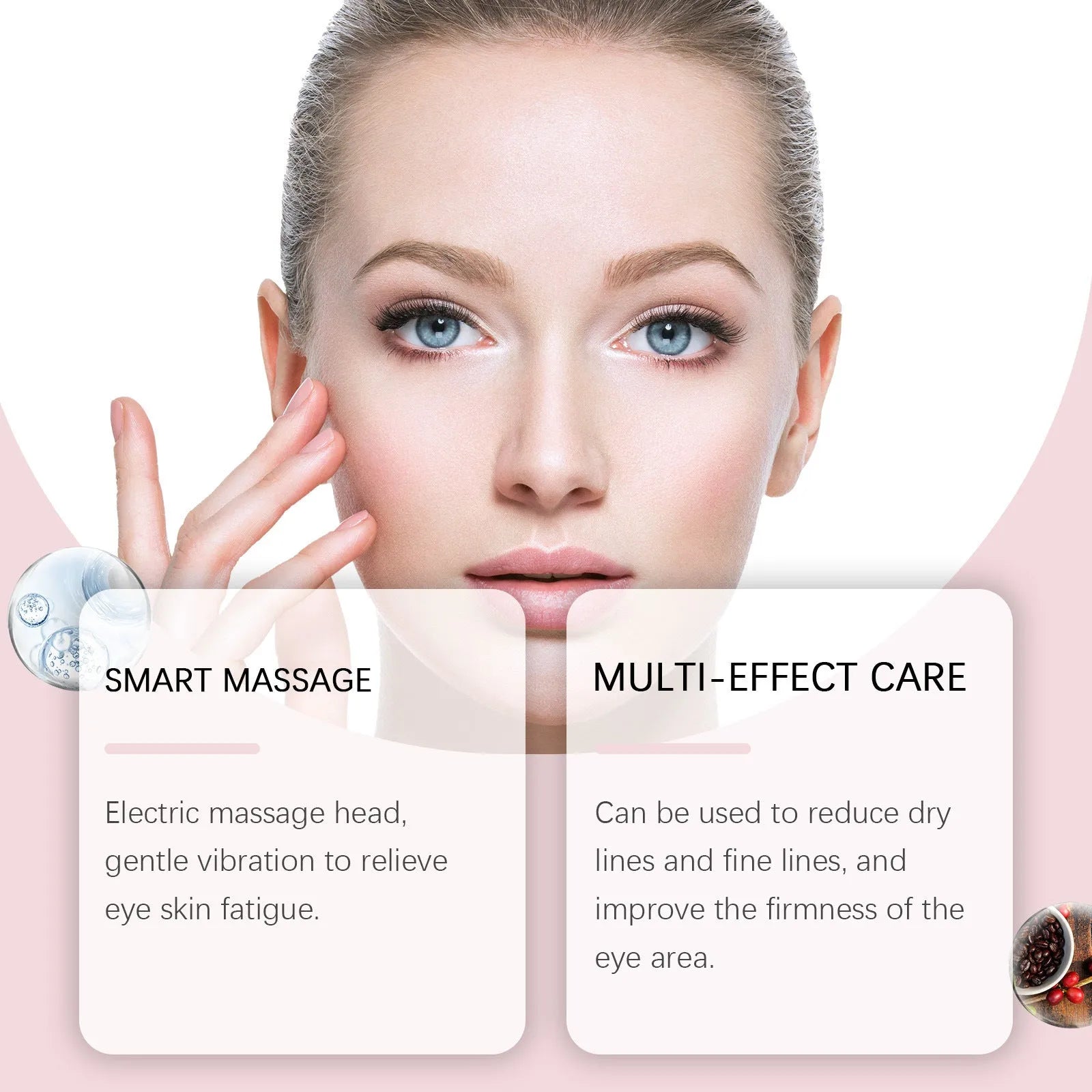Jar of electric firming eye cream with massage device, 50g, 7.7x11cm.