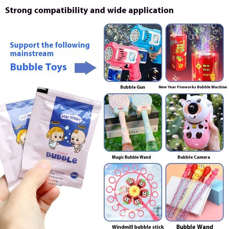 Children's plastic bubble machine with 10ml high-concentration bubble mixture bottle for sensory development play