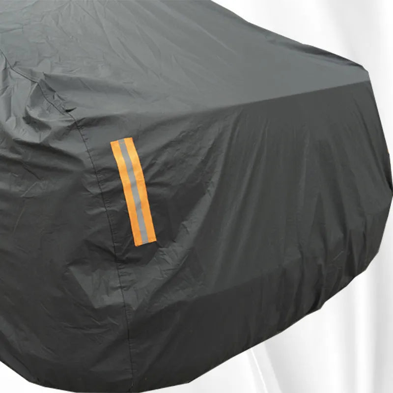 Grey PVC chemical fibre car cover for Volkswagen vehicles showing rainproof sun protection features