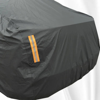 Grey PVC chemical fibre car cover for Volkswagen vehicles showing rainproof sun protection features