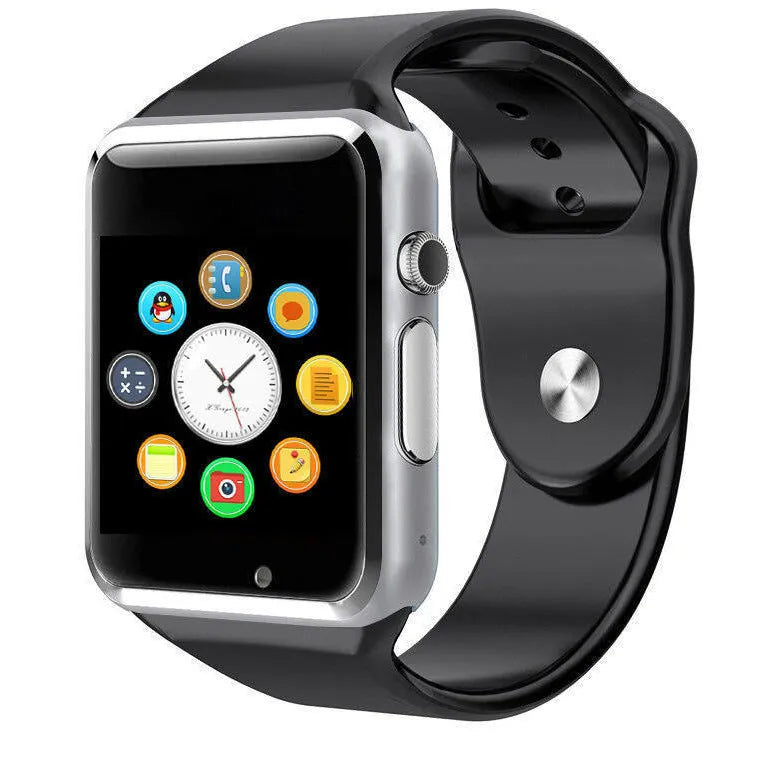 A1 Smart Watch with 1.54-inch screen on wrist showing black colour option with GSM SIM phone functionality