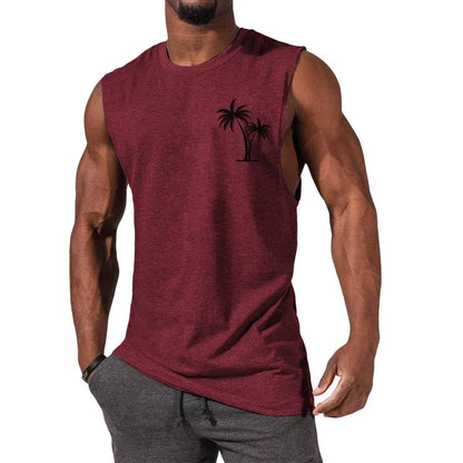 Stylish Embroidered Beach Tank Top in various colors with unique coconut tree design