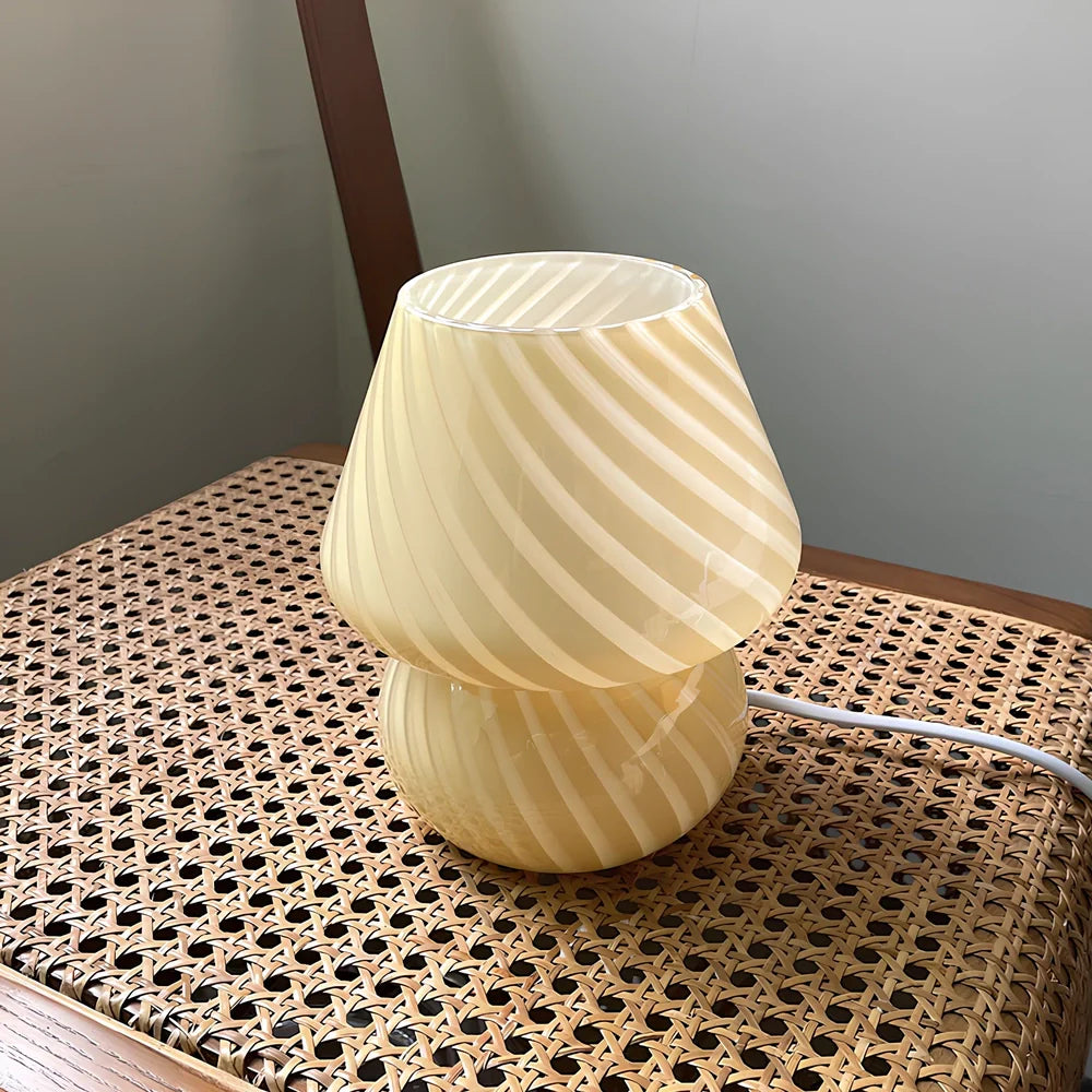 19cm tall glass table lamp with push-button switch and USB port in selected colour option
