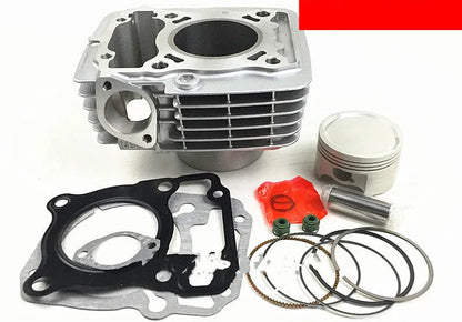 Motorcycle cylinder kit for SDH150-A B C with 57.3mm bore, 62.3mm end height, 14mm piston pin, silver