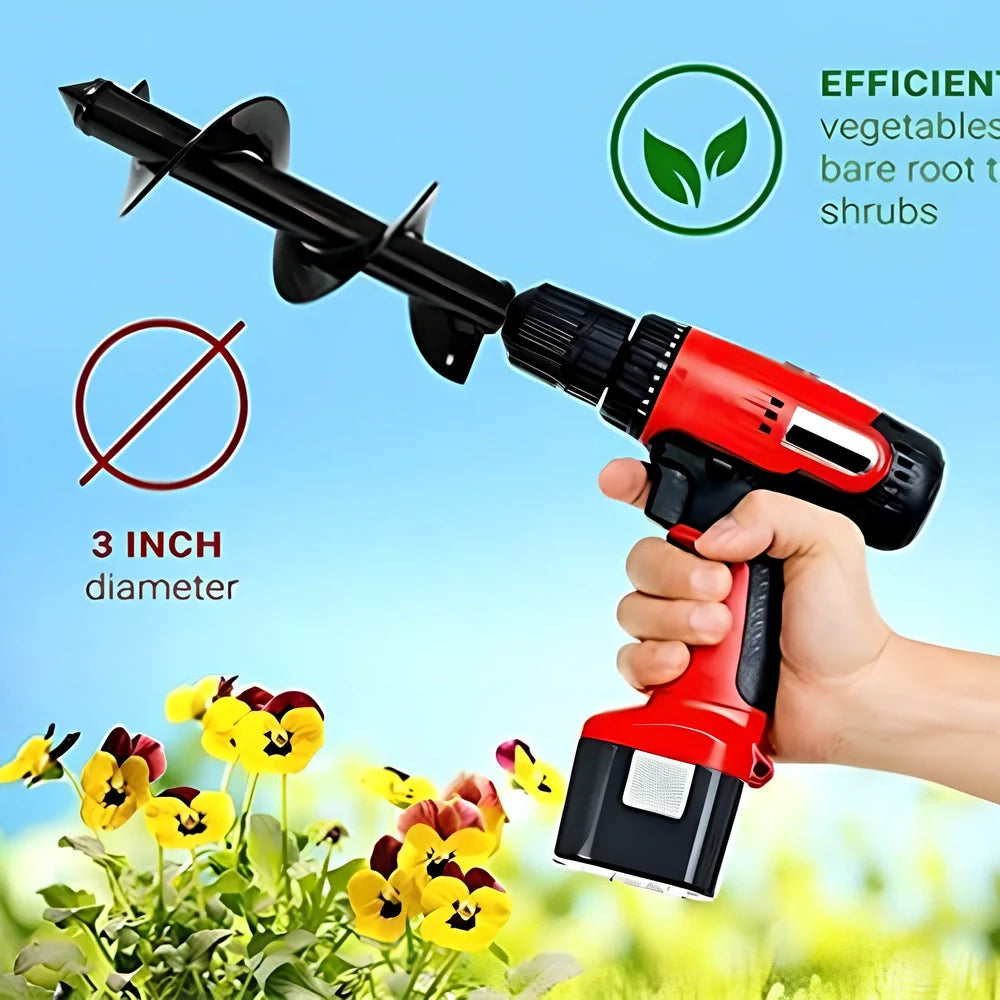 Spiral ground drilling machine with hexagonal shaft for garden tree planting and soil boring