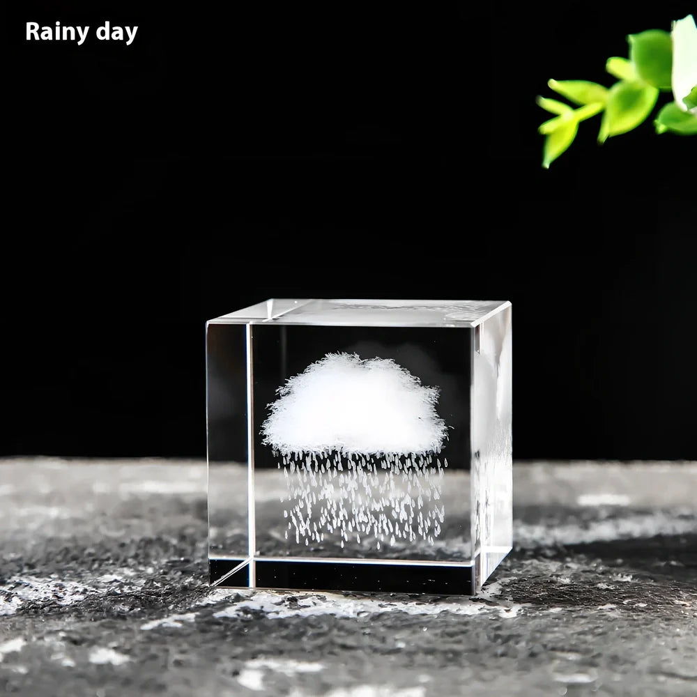 White crystal lotus cube desktop ornament showing geometric pattern and precise square dimensions