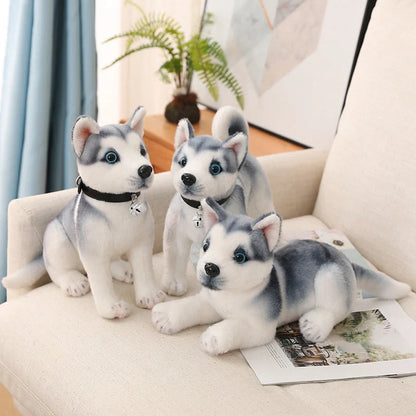 Simulation Husky plush toy in sitting posture measuring 25cm height