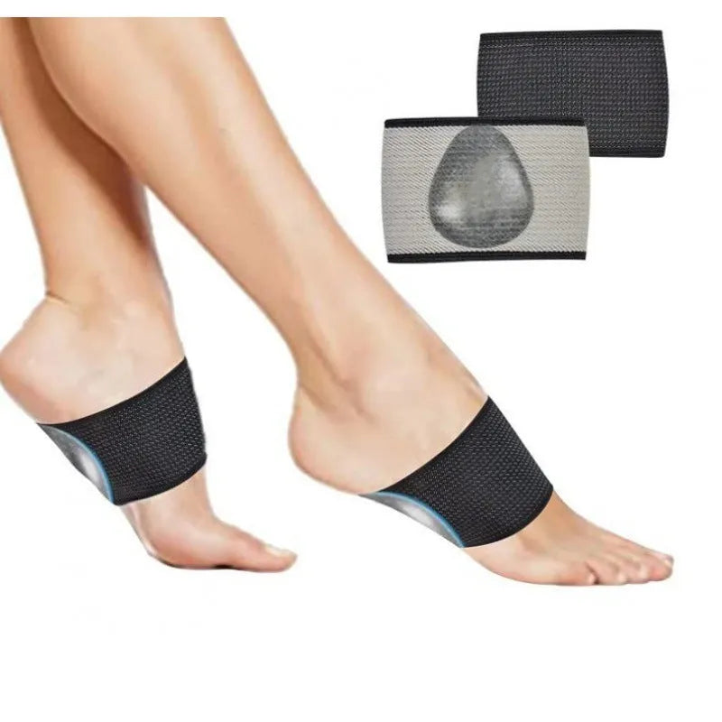 Flat foot support bandage pad with heart-shaped or plain design, providing elastic arch support and foot coverage for both men and women, made from PU material for all-season use.