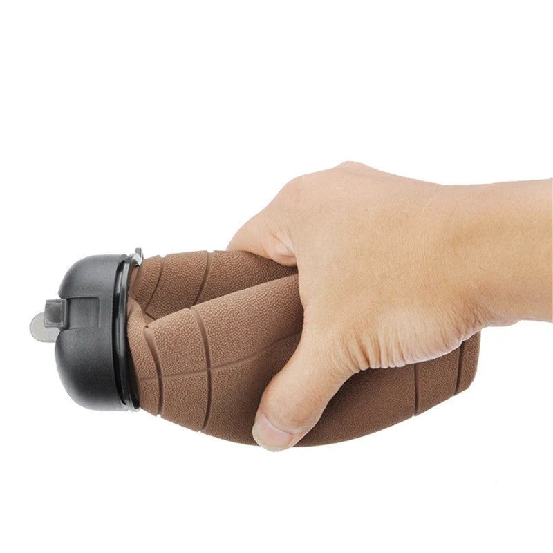 Collapsible football-shaped water bottle with leak-proof silicone seal