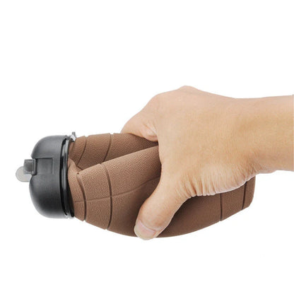 Collapsible football-shaped water bottle with leak-proof silicone seal