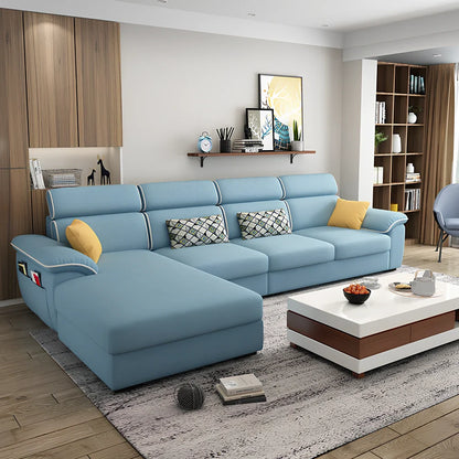 2.18-metre three-seater fabric sofa with wood frame and high-density sponge filling in modern minimalist design