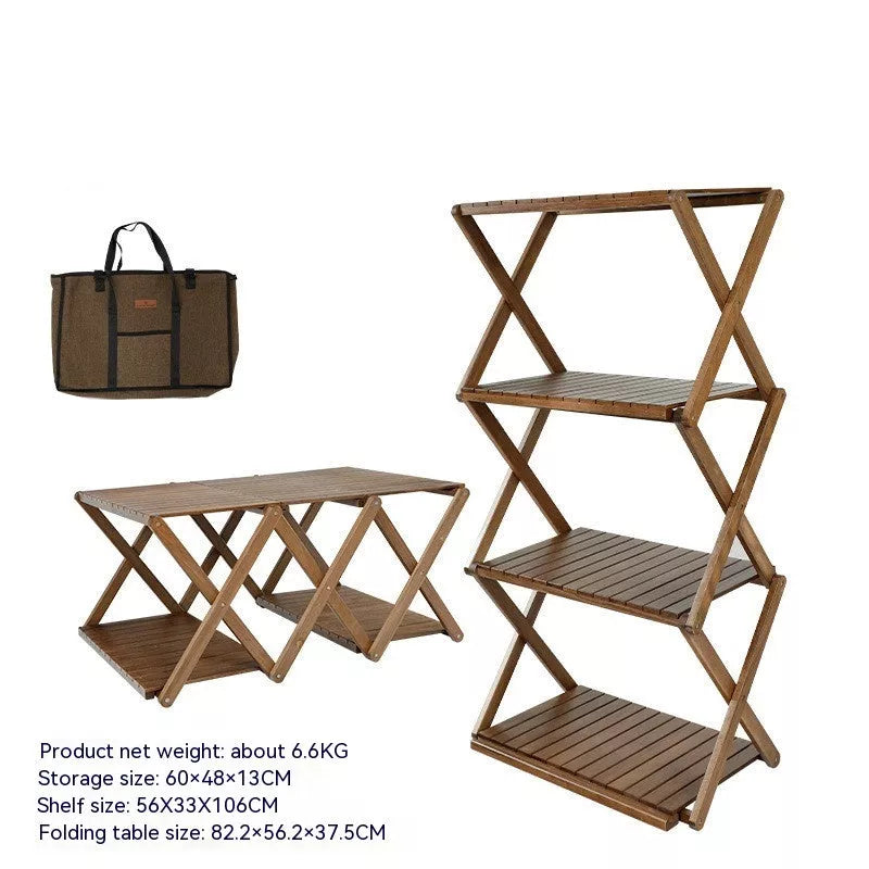 Solid wood folding table for outdoor camping, picnics, and beach outings